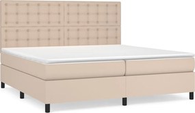vidaXL Κρεβάτι Boxspring με Στρώμα Καπουτσίνο 200x200εκ.από Συνθ.Δέρμα