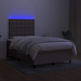 vidaXL Κρεβάτι Boxspring με Στρώμα &amp; LED Taupe 120x190 εκ. Υφασμάτινο
