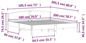 Σκελετός Κρεβ. Χωρίς Στρώμα Καφέ Κεριού 180x200 εκ Μασίφ Πεύκο - Καφέ