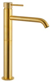 Armando Vicario Industrial Brushed Gold Μπαταρία Νιπτήρος υψηλή με βαλβίδα clic-clac