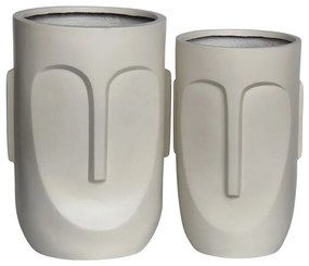 WOODWELL Ε6321,SFLOWER POT-TOTEM Set 2 τεμαχίων, Cement Απόχρωση Sand Brown Φ32x52cm - Φ40x57cm Ε6321,S