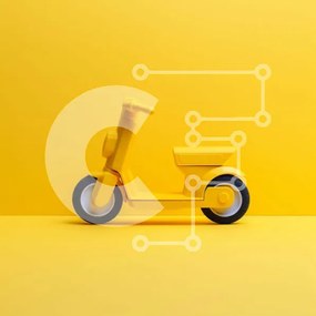 Intra Συλλεκτικό Ξύλινο Παζλ Plywood 4mm - Κίτρινο παιχνίδι σκούτερ Σε Ξύλινο Κουτί - Διαστάσεις: 10x10 cm – 25 κομμάτια