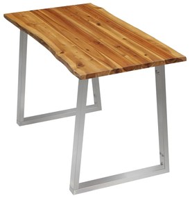 vidaXL Τραπεζαρία 120x65x75 εκ. Μασίφ Ξύλο Ακακίας / Ανοξείδωτο Ατσάλι