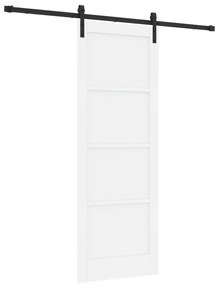 vidaXL Συρόμενη Πόρτα  με Σετ Χαρτοσήμων Λευκή 78x211 εκ. Συμπαγές Ξύλο Πεύκο