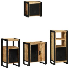 vidaXL Σετ Επίπλων Μπάνιου με ράφι 4 pcs Καφέ Στερεό ξύλο μάνγκο