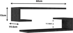 Ραφιέρα τοίχου Eldo pakoworld σετ 2τεμ μελαμίνη σε φυσική απόχρωση 60x19.6x15εκ