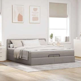 VidaXL Οθωμανικό κρεβάτι με στρώματα & LEDs Taupe 200x200cm ύφασμα