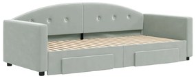 vidaXL Καναπές Κρεβάτι Συρόμενος Αν. Γκρι 90x190 εκ Βελούδο &amp; Συρτάρια