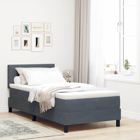 vidaXL Κρεβάτι Box Spring με Στρώμα Γκρι 100x200 εκ. Βελούδο