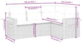 vidaXL Σαλόνι Κήπου Σετ 4 Τεμαχίων με Μαξιλάρια Μαύρο Συνθετικό Ρατάν