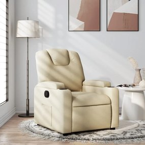 vidaXL Πολυθρόνα Ανακλινόμενη με Κρεμ Ύφασμα από Ύφασμα