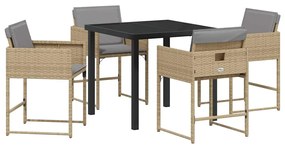 vidaXL Σέτ φαγητού για κήπο με μαξιλάρι 5 pcs Μπεζ Πολυ ράταν