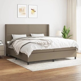 Κρεβάτι Boxspring με Στρώμα Taupe 200x200 εκ. Υφασμάτινο - Μπεζ-Γκρι