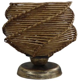 Φωτιστικό Επιτραπέζιο 09-0108 TL-07 Osaka Ε27 H22XΦ25cm Bronze-Brown Heronia Metal,Bamboo