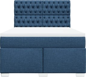 vidaXL Κρεβάτι Boxspring με Στρώμα Μπλε 140x200 εκ. Υφασμάτινο