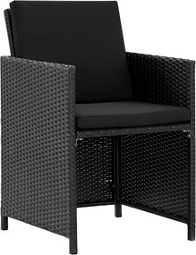 vidaXL Σετ Τραπεζαρίας Εξ. Χώρου 9 τεμ. Μαύρο Συνθ. Ρατάν με Μαξιλάρια