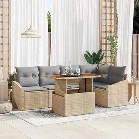 vidaXL Σετ Καναπέ Κήπου με αποθήκευση 6 pcs Μπεζ Πολυ ράταν