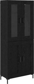 vidaXL Highboard 2 pcs Μαύρη Οξυά Επεξεργασμένο ξύλο