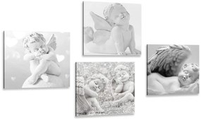 Σετ εικόνων αρμονία αγγέλων σε μαύρο & άσπρο - 4x 60x60
