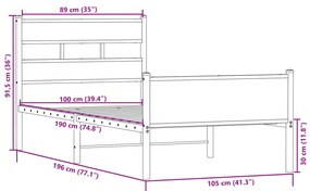 Πλαίσιο Κρεβατιού Χωρ. Στρώμα Sonoma Δρυς 100x190 εκ Επ. Ξύλο - Καφέ