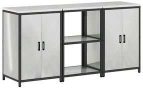 vidaXL Σετ Αποθήκευσης Κουζίνας με ράφι με πόρτα 3 pcs Ασημί Ατσάλι