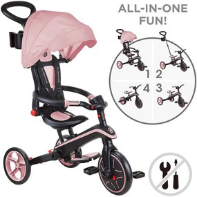 Globber Τρίκυκλο Trike Explorer Foldable 4in1 Pastel Pink