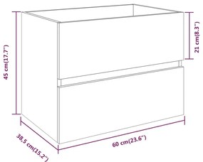 Ντουλάπι Νιπτήρα Καφέ Δρυς 60x38,5x45 εκ. Επεξεργασμένο Ξύλο - Καφέ