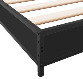 vidaXL Πλαίσιο Κρεβατιού Μαύρο 100x200 εκ. Επεξ. Ξύλο &amp; Μέταλλο