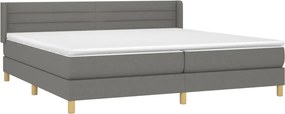 vidaXL Κρεβάτι Boxspring με Στρώμα Σκούρο Γκρι 200x200 εκ. Υφασμάτινο