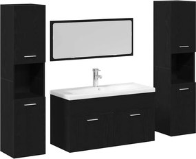 vidaXL Σετ Επίπλων Μπάνιου 4 pcs Μαύρη Οξυά Επεξεργασμένο ξύλο