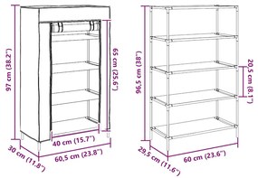 ντουλάπι παπουτσιών Γκρι 60,5x30x97 cm Μη υφασμένο ύφασμα - Γκρι