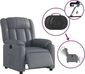 vidaXL Πολυθρόνα Ηλεκτρική Ανακλινόμενη Γκρι από Συνθετικό Δέρμα