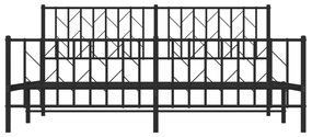 vidaXL Πλαίσιο Κρεβατιού με Κεφαλάρι&Ποδαρικό Μαύρο 183x213εκ. Μέταλλο