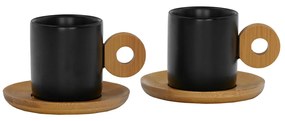 NORDIC ΚΟΥΠΑ ESPRESSO SET 2 ΤΜΧ ΠΟΡΣΕΛΑΝΗ BAMBOO ΜΑΥΡΟ ΦΥΣΙΚΟ 20x14xH6,5cm - 030032