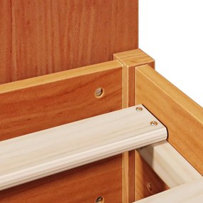 Κρεβάτι Βιβλιοθήκη Χωρίς Στρώμα 140x190 εκ Μασίφ Ξύλο Πεύκου - Καφέ