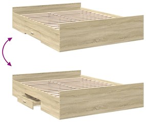 vidaXL Πλαίσιο Κρεβατιού με Συρτάρια Sonoma Δρυς 150x200εκ. Επεξ. Ξύλο