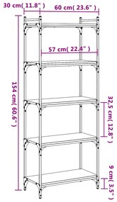 ΒΙΒΛΙΟΘΗΚΗ 5 ΕΠΙΠΕΔΩΝ SONOMA ΔΡΥΣ 60X30X154 ΕΚ. ΕΠΕΞΕΡΓ. ΞΥΛΟ 837658