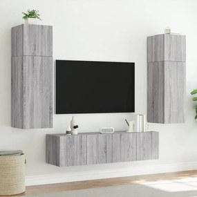 vidaXL Έπιπλα Τοίχου Τηλ. με LED 2 Τεμ. Γκρι Sonoma 80x35x31 εκ.