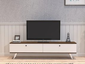 Έπιπλο Τηλεόρασης Λευκό / Καρυδί LELIDRI 160x25x35
