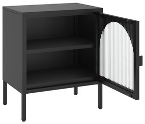 vidaXL Κομοδίνο Μαύρο 50 x 35 x 60 εκ. από Ατσάλι και Γυαλί