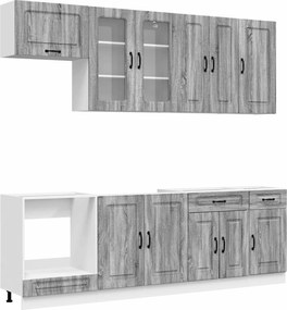 vidaXL Μονάδα κουζίνας KALMAR 8 pcs Γκρι Sonoma Επεξεργασμένο Ξύλο