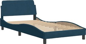 vidaXL Κρεβάτι με Στρώμα Dover Μπλε 100x200 εκ. Βελούδινος