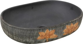 vidaXL Νιπτήρας Οβάλ Γκρι και Μαύρος 59 x 40 x 14 εκ. Κεραμικός