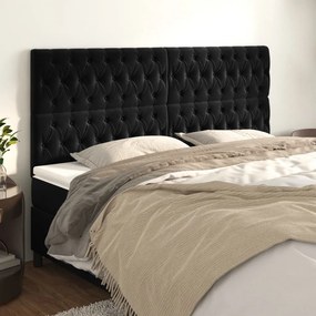 vidaXL Κεφαλάρι Μαύρο Βελούδινο 180x7x118/128 εκ.