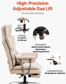 VEVOR Executive Office Chair High Back Chair Footrest &amp; Removable Armrests Brown