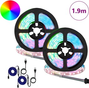 vidaXL Λωρίδα LED 2 τμχ. Μαύρο και Διαφανές Χαλκός και Πλαστικό