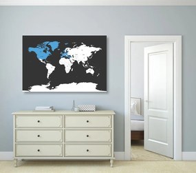 Εικόνα σε σύγχρονο χάρτη από φελλό με μπλε αντίθεση - 120x80  wooden