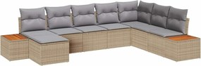 vidaXL Σετ Καναπέ Κήπου 9 pcs Μπέζ και Ανοιχτό Γκρι Πολυρατάν