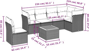 vidaXL Σαλόνι Κήπου Σετ 7 τεμ. Μπεζ Συνθετικό Ρατάν με Μαξιλάρια