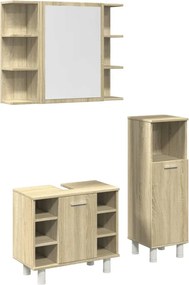 vidaXL Σετ Επίπλων Μπάνιου 3 Τεμαχίων Sonoma Δρυς Επεξεργασμένο Ξύλο